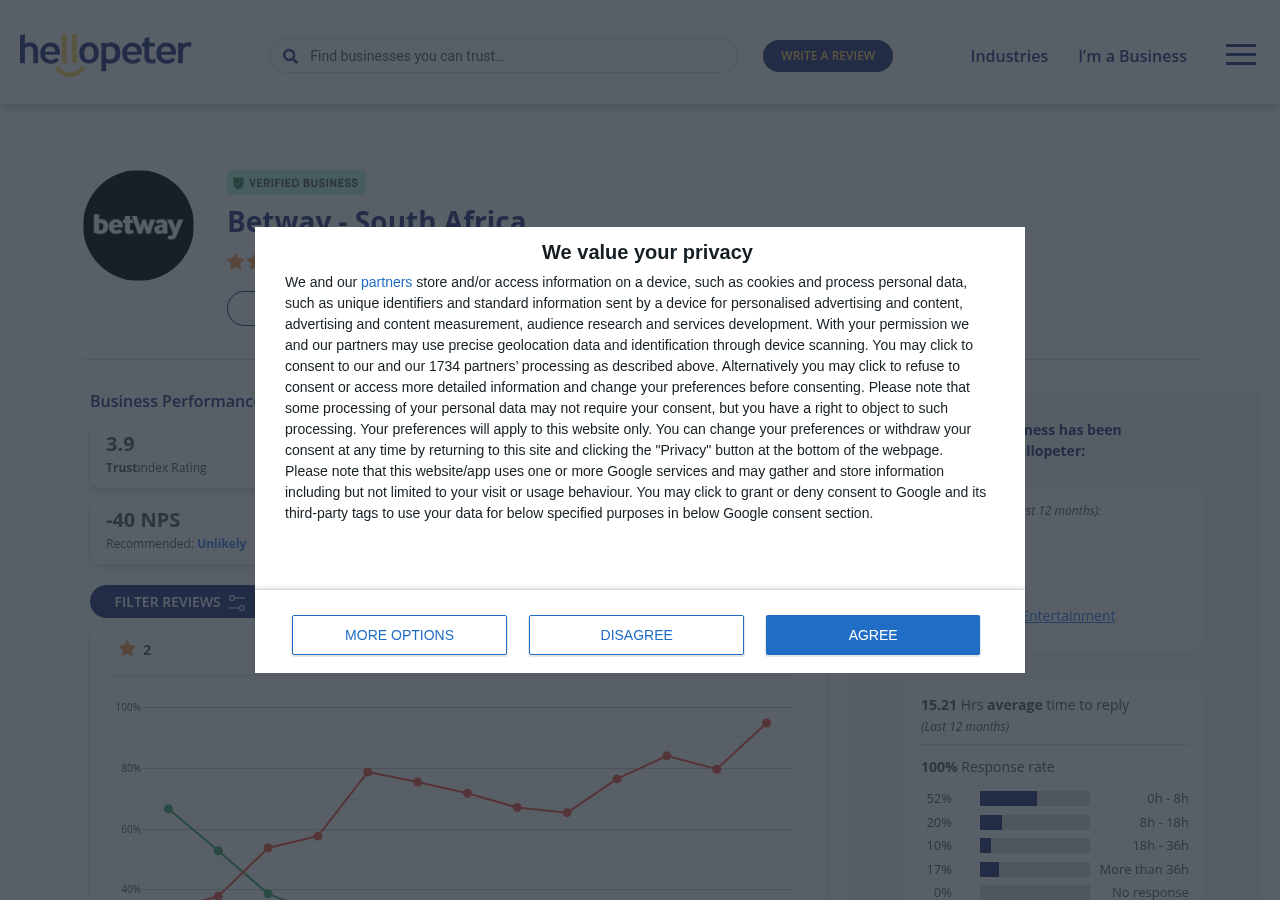User-review context capture supplied for the Betway evidence review