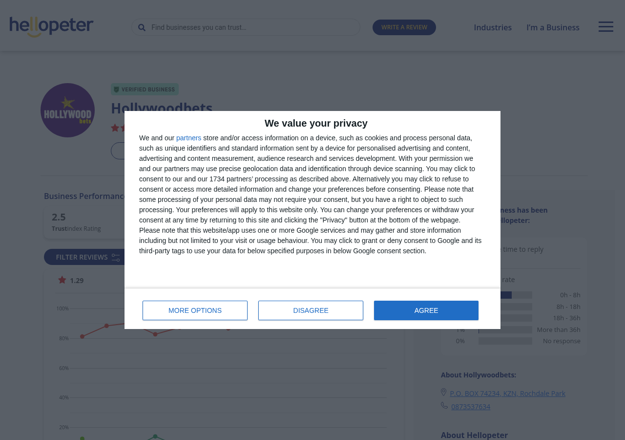 Dated user-review context associated with Hollywoodbets